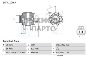 ГЕНЕРАТОР  14V 100A - 0986048340