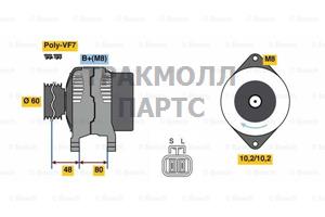 ГЕНЕРАТОР  14V 90A - 0986049800