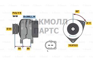 ГЕНЕРАТОР  14V 120A - 0986080070