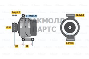 ГЕНЕРАТОР 14V 180A BOSCH - 0121715032