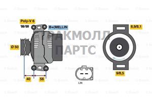 ГЕНЕРАТОР 14V 220A BOSCH - 0121813006