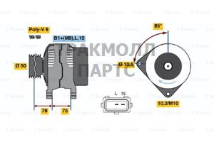 ГЕНЕРАТОР 14V 120A BOSCH - 0124515050